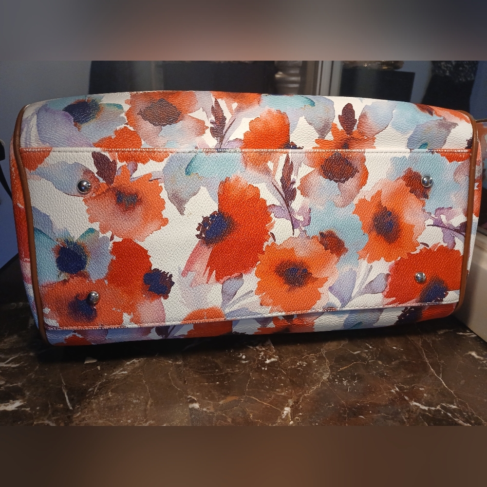 Lauren Ralph Lauren Red and Blue Floral Satchel - Picture 6 of 16